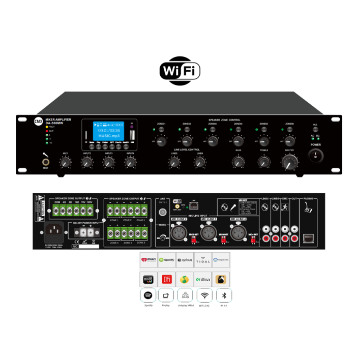 Мікшуючий підсилювач DA-240MW, 6 зон, Wi-Fi, 19''