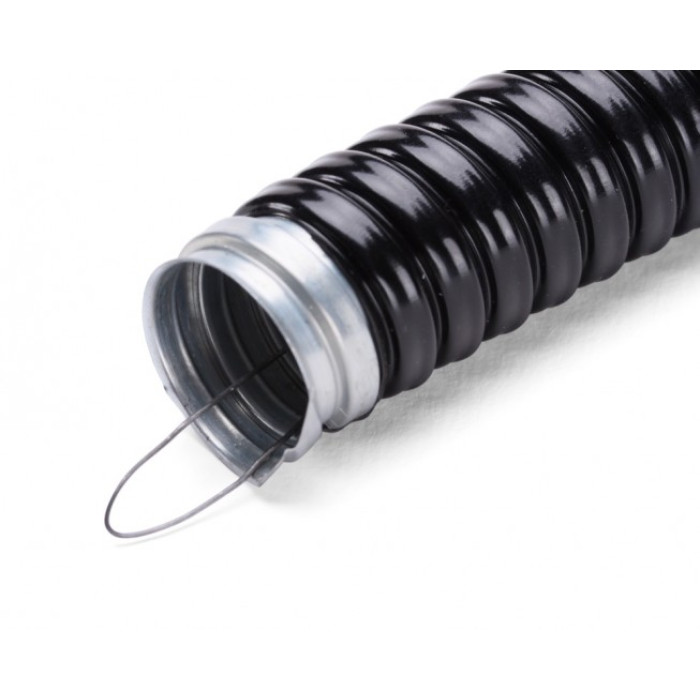 Металорукав ізольований чорний з протяжкою 220 d 11 (25)